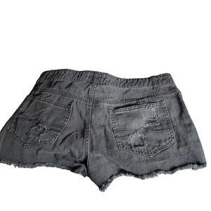 MUDD Black Jean Shorts Size 13 Juniors Denim Distressed High Waisted Frayed